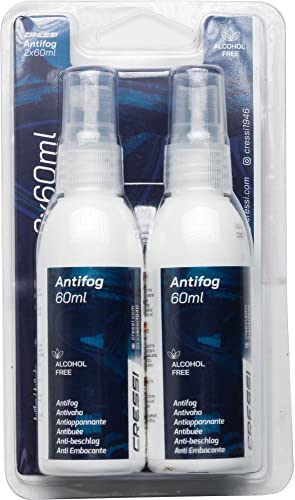 Cressi Anti Fog 2Pack Antibeschlagmittel, Transparent, 2x60 ml Spray von Cressi
