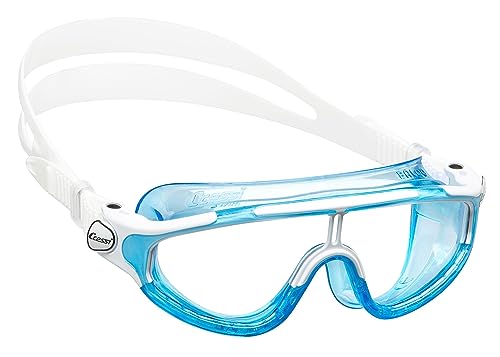 Cressi Baloo Goggles - Einscheibenbrille zum Schwimmen, Schwimmbad und Schnorcheln, Blau/Weiß, 2/7 Jahre, Junior Unisex von Cressi