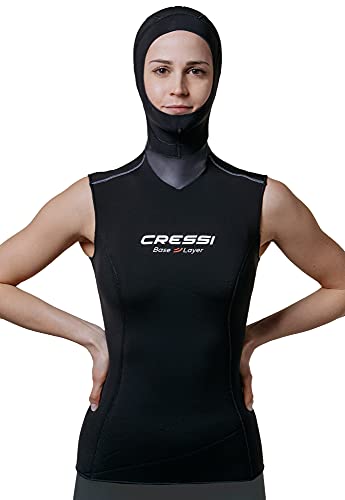 Cressi Base Layer Hood Vest Lady 2.5/5mm - Unteranzug mit eingebauter Kapuzenfrau, Schwarz von Cressi
