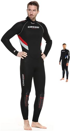 Cressi Castoro Man Monopiece Wetsuit - Tauchanzug für Herren, Neopren 5 mm, Schwarz/Rot, XXXXL von Cressi