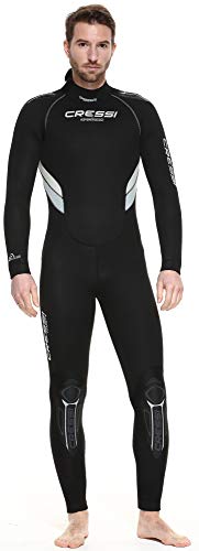 Cressi Castoro Man Monopiece Wetsuit - Tauchanzug für Herren, Neopren 5 mm, Schwarz/Grau, S von Cressi