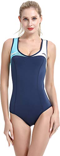 Cressi Damen DEA Swimming Wetsuit Neopren Badeanzug 1mm Neoprenanzug, Blau/Weiß/Hellblau, L/4 von Cressi