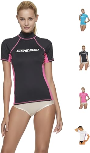 Cressi Damen Rash Guard Kurzarm, UV-Schutz UPF 50+, Schwarz/Rosa, XS/1 (36) von Cressi