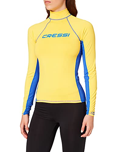 Cressi Damen Rash Guard Lady Long Sleeve - Schutzhemd mit langen Ärmeln, UV-Schutz (UPF), Gelb/Royal Blau, XS/1 (36) von Cressi