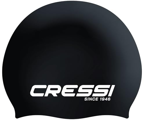 Cressi Unisex-Adult Eddie Swim Cap Badekappe, Schwarz/Weiß, Einheitsgröße von Cressi