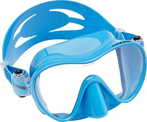 Cressi F1 Mask - Rahmenlose Maske zum Tauchen und Schnorcheln, Blau, Kleine Größe, Unisex für Erwachsene/Junioren von Cressi