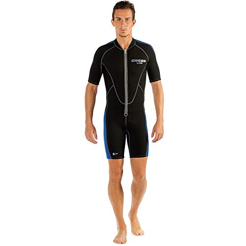 Cressi, Lido Man 2 mm, Shorty Neoprenanzug aus hochelastischem Neopren, Herren, Schwarz-Blau, M von Cressi