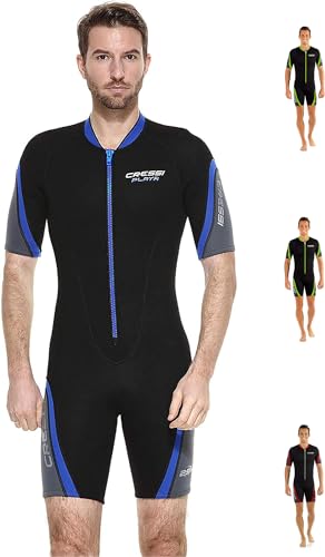 Cressi Playa Man Shorty Wetsuit – Kurzer Neoprenanzug 2.5mm aus Hochelastischem für Herren, Schwarz/Blau, XXL von Cressi