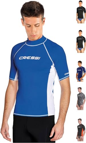 Cressi Herren Rash Guard Kurz Ärmel aus elastischem Stoff für Erwachsener UV-Schutz (UPF) 50+, Hellblau/Weiß, XL/5 (54) von Cressi