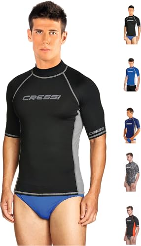 Cressi Herren Rash Guard Kurz Ärmel aus elastischem Stoff für Erwachsener UV-Schutz (UPF) 50+, Schwarz/Gris, M/3 (50) von Cressi