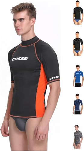 Cressi Herren Rash Guard Kurz Ärmel aus elastischem Stoff für Erwachsener UV-Schutz (UPF) 50+, Schwarz/Orange, XL/5 (54) von Cressi