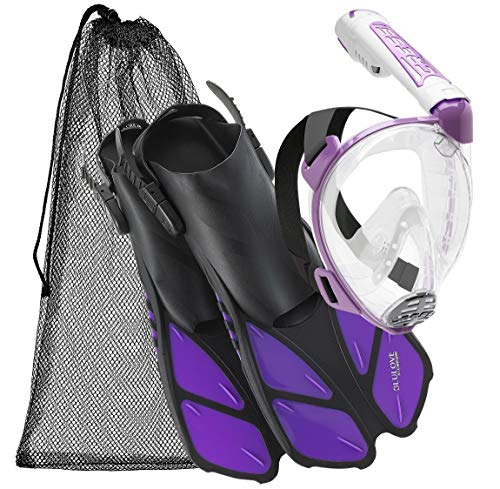 Cressi Italian Collection Full Face Snorkel Mask with Latest Dry Top Snorkel System, with Self-Adjustable Fin Perfect Snorkel Set for Traveling von Cressi
