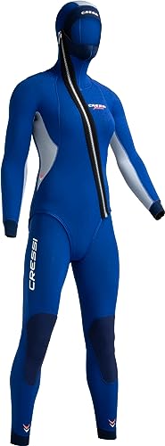 Cressi Medas Lady Complete Wetsuit 5 mm, Neoprenanzug für Hose/Korsett, Diagonal-Reißverschluss mit Kapuze für Damen, Blau von Cressi