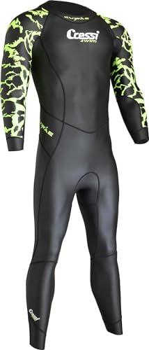 CRESSI Men's Kuwae Man Monopiece Swimsuit Schwimmen Neoprenanzug, Schwarz/Grün 2mm, XXL von Cressi