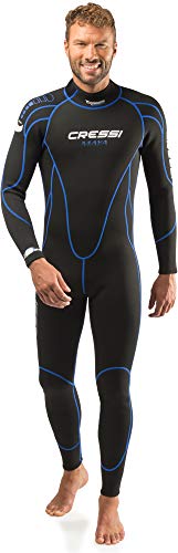 Cressi Men's Maya Man Monopiece Wetsuit 2.5mm Einteiliger Neoprenanzug Herren für alle Wassersportarten, Schwarz/Blau, L/4 von Cressi
