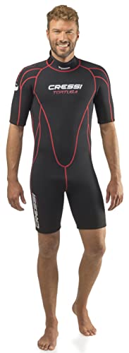 Cressi Men's Tortuga Wetsuit 2.5mm Shorty Neoprenanzug aus High Stretch Neopren für Herren, Schwarz/Rot, XXL/6 von Cressi