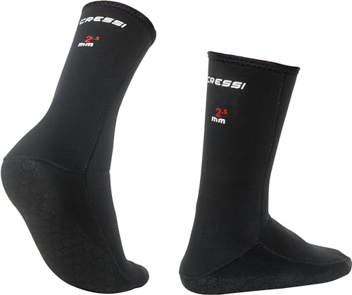 Cressi Neopren Anti-Rutsch Socken, Neopren Schnorcheln Tauchen Rutschhemmende Erwachsene Socken Socks Italienische Qualität seit 1946 M Schwarz von Cressi