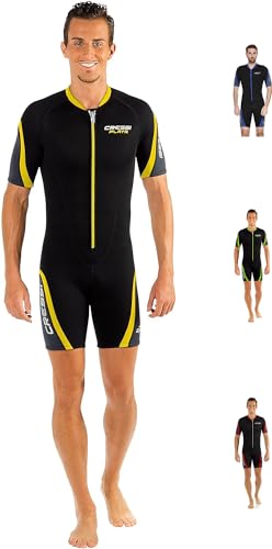 Cressi Playa Man Shorty Wetsuit – Kurzer Neoprenanzug 2.5mm aus Hochelastischem für Herren, Schwarz/Gelb, S von Cressi