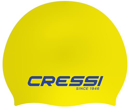 Cressi Unisex-Youth Ricky Jr Swim Cap Badekappe Junior, Gelb/Blau, Einheitsgröße von Cressi