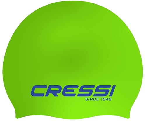 Cressi Unisex-Youth Ricky Jr Swim Cap Badekappe Junior, Limette/Blau, Einheitsgröße von Cressi