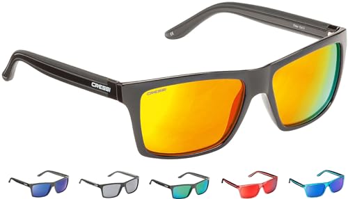 Cressi Unisex, Premium Sport Sonnenbrille Polarisierte Linse 100 Prozent UV-Schutz, Brillengestell Schwarz Matt - Orangefarbene Linsen, Einheitsgröße von Cressi