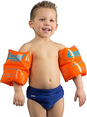 Cressi Swim Kinder Premium Arm Bands Schwimmflügel Schwimmhilfe 2-6 Jahre Aufblasbar, Orange, Max 25Kg von Cressi