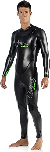 Cressi Triton Man All In One Swim Wetsuit 1.5mm - Neopren 1.5 mm High Density Glide Skin Einteiliger Schwimm-Neoprenanzug, Schwarz/Fluogrün, L, Herren von Cressi
