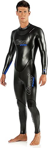 Cressi Triton Man All In One Swim Wetsuit 1.5mm - Neopren 1.5 mm High Density Glide Skin Einteiliger Schwimm-Neoprenanzug, Schwarz/Fluoblau, XL, Herren von CRESSI