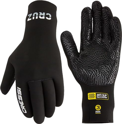 Cressi Cruz Gloves 3mm - Neopren Tauchhandschuhe Schwarz 3mm Anti Slip Palm System, XXL/6, Erwachsene Unisex von Cressi
