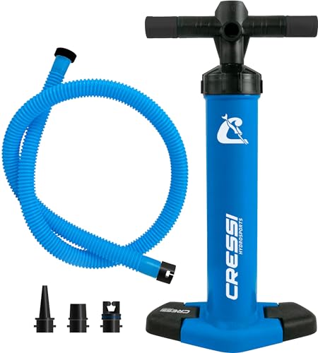 Cressi Unisex-Adult Feather High Pressure Inflation Hand Pump 1100 CCM Hochdruck-Handpumpe (15 PSI – 1 BAR) mit Manometer, Blau, One Size von Cressi