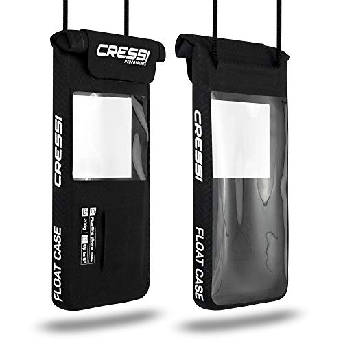 Cressi Unisex-Adult Float Floating Dry Phone Case Schwimmende und wasserdichte Abdeckung für Geräte mit Bildschirmen bis zu 6" und 200 g, Schwarz, 15 cm von Cressi