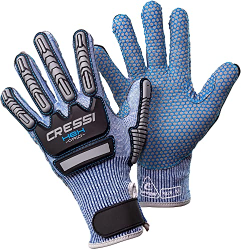 Cressi Hex Grip Gloves - Schnitt und Abriebfeste Handschuhe für Apnoe und Tauchen, Blau, M, Erwachsene Unisex von Cressi