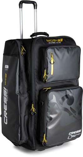 Cressi Unisex-Adult Moby 7 Bag Robuster und geräumiger Trolley mit Schultergurten, Schwarz/Gelb, 115 L von Cressi