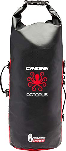 Cressi Unisex-Adult Octopus Dry Backpack wasserdichte Mehrzwecktasche/Rucksack, Schwarz/Rot, 30 L von Cressi
