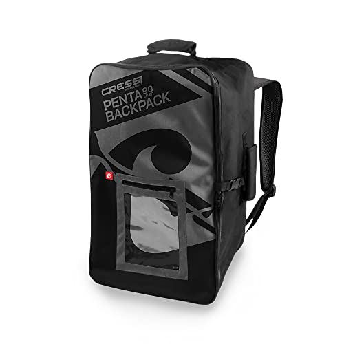 Cressi Unisex-Adult Penta Backpack - Zahnradrucksack aus starkem Polyester / PVC-Verbundstoff, langlebig, schwarz, 90 L von Cressi