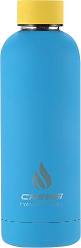 Cressi Unisex-Adult Rubber Coated Thermal Flask 500 ml Sport-Thermalwasserflasche, gummiert, Aquamarine/Sunflower von Cressi
