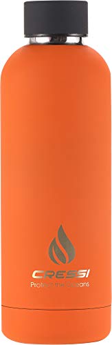 Cressi Unisex-Adult Rubber Coated Thermal Flask 500 ml Sport-Thermalwasserflasche, gummiert, Mandarine/Schwarz von Cressi