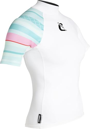 Cressi Unisex-Adult Shield Lady Rash Guard Short/Sl Schützender Rashguard für SUP und Wassersport, Weiß/Aquamarin, M/3 von Cressi