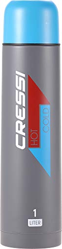 Cressi Unisex-Adult Stainless Steel Thermal Flask 1 l Sport-Thermoflasche aus Edelstahl, Antrazit/Aquamarine von Cressi