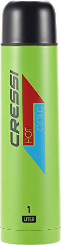 Cressi Unisex-Adult Stainless Steel Thermal Flask 1 l Sport-Thermoflasche aus Edelstahl, Kiwi/Schwarz von Cressi