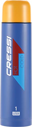 Cressi Unisex-Adult Stainless Steel Thermal Flask 1 l Sport-Thermoflasche aus Edelstahl, Royal Blau/Sunflower von Cressi