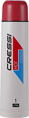 Cressi Unisex-Adult Stainless Steel Thermal Flask 1 l Sport-Thermoflasche aus Edelstahl, Weiß/Rot von Cressi