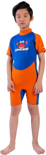 Cressi Unisex-Baby Smoby Shorty Wetsuit Neoprenanzug 2 mm für Kinder, Blau/Orange, 2/3 Jahre von Cressi