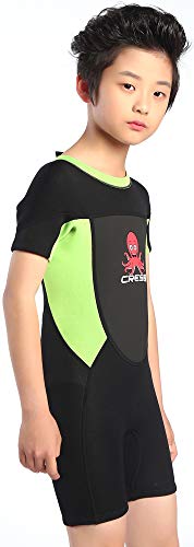Cressi Unisex-Baby Smoby Shorty Wetsuit Neoprenanzug 2 mm für Kinder, Schwarz/Grüner Fluo, 2/3 Jahre von Cressi