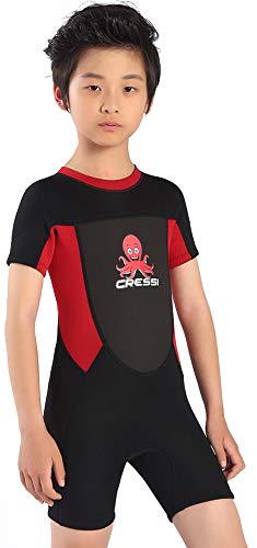 Cressi Unisex-Baby Smoby Shorty Wetsuit Neoprenanzug 2 mm für Kinder, Schwarz/Rot, 1/2 Jahre von Cressi