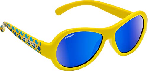 Cressi Unisex – Babys Scooby Sunglasses Polarisiert Kinder Sonnenbrille, Gelb Whale/Spiegel Linse Blau, 0-2 Jahre von Cressi