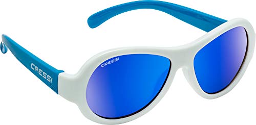 Cressi Unisex – Babys Scooby Sunglasses Polarisiert Kinder Sonnenbrille, Weiß Blau/Spiegel Linse Blau, 0-2 Jahre von Cressi