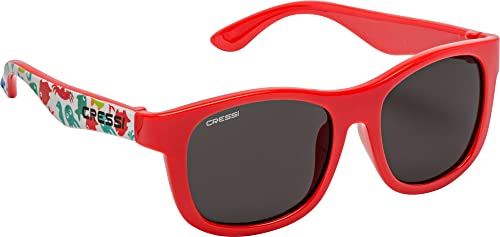 Cressi Unisex – Babys Teddy Sunglasses Polarisiert Kinder Sonnenbrille, Aqua Pet/Rot/Geräucherte Linse, 3/5 Jahre von Cressi