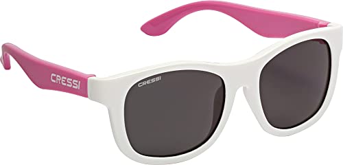 Cressi Unisex – Babys Teddy Sunglasses Polarisiert Kinder Sonnenbrille, Weiß/Rosa/Geräucherte Linse, 0/2 Jahre von Cressi