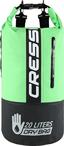 Cressi Unisex – Erwachsene Dry Bag Premium 20LT Bicolor Wasserdichte Tasche/Rucksack für sportliche Aktivitäten Schwarz/Grün Fluo 20 LT von Cressi
